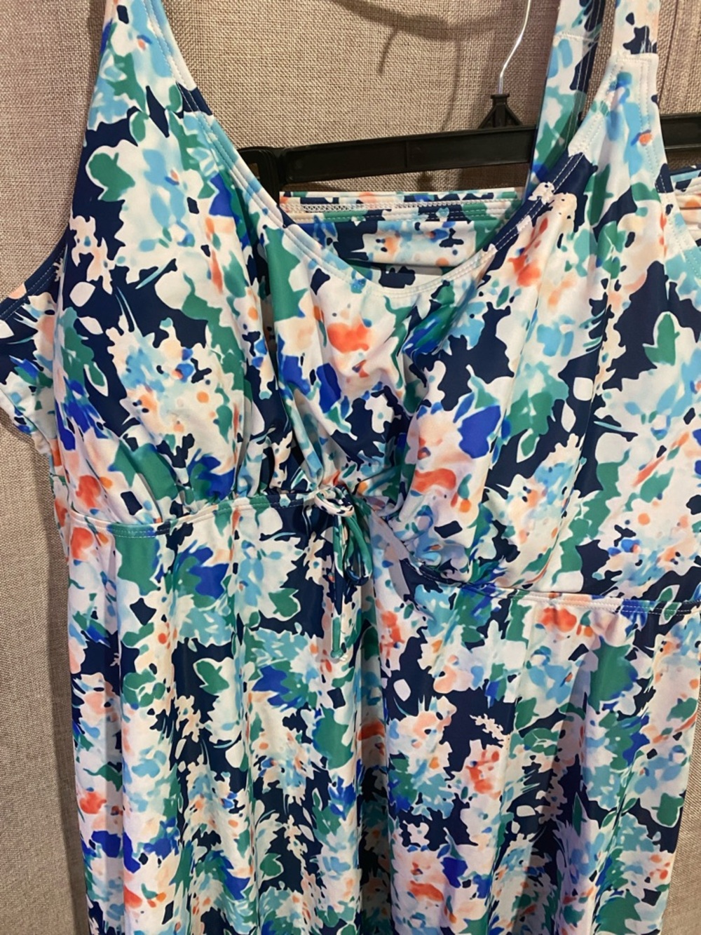 BloomChic Blue Green Floral Swim Suit with Matching Bottoms - Picture 2 of 4